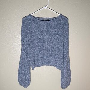 SHEIN Heathered Blue Crew Neck Sweater